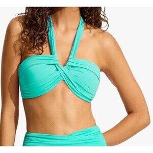 with tags Seafolly Womens Twist Soft Cup Halter Top Swimsuit Size 14 $108 MSRP